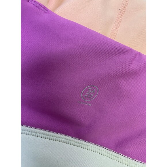 SAGE COLLECTIVE Sports Bra Stretch Wirefree Pull On Purple Orchid Combo Sz Small - Picture 3 of 6